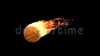 燃烧篮球隔离在黑色上